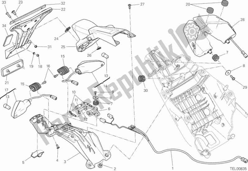 Tutte le parti per il Portatarga - Fanale Posteriore del Ducati Hypermotard Brasil 821 2014